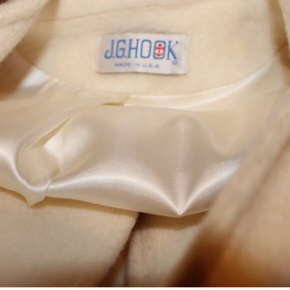 JG Hook 80's Long Off-White Wool Coat USA Union Made M/L Padded Shoulders Mint - Picture 4 of 14